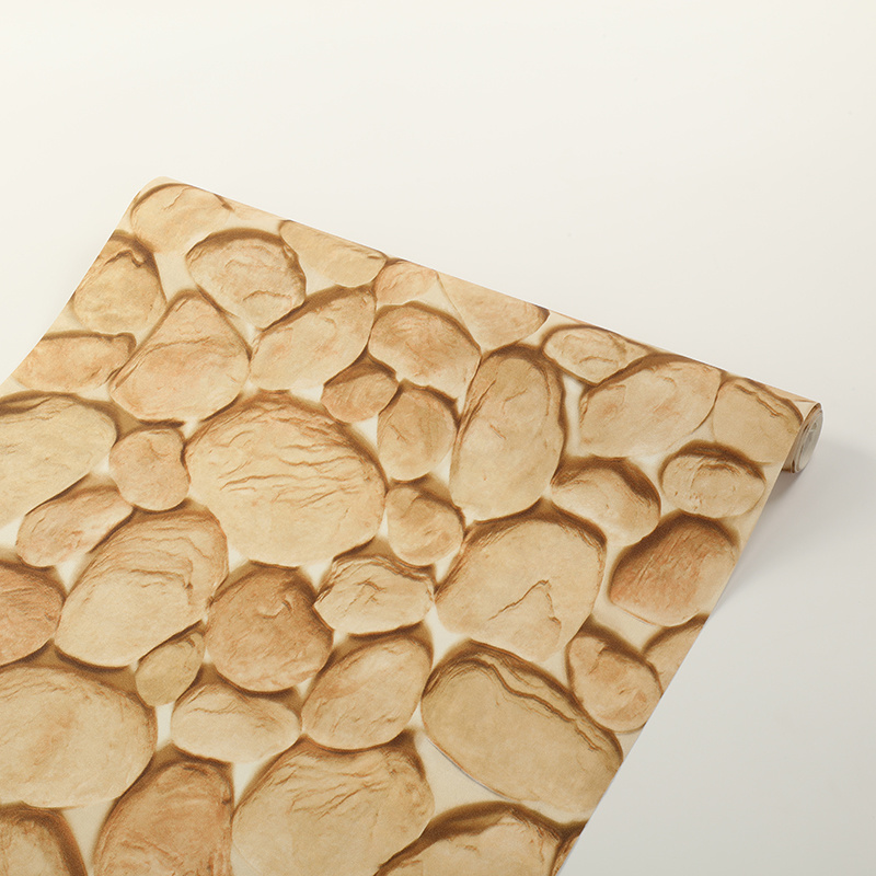 PVC Vinyl Wallpaper Stone 3D Modern Waterproof Wall Paper for Home Decor