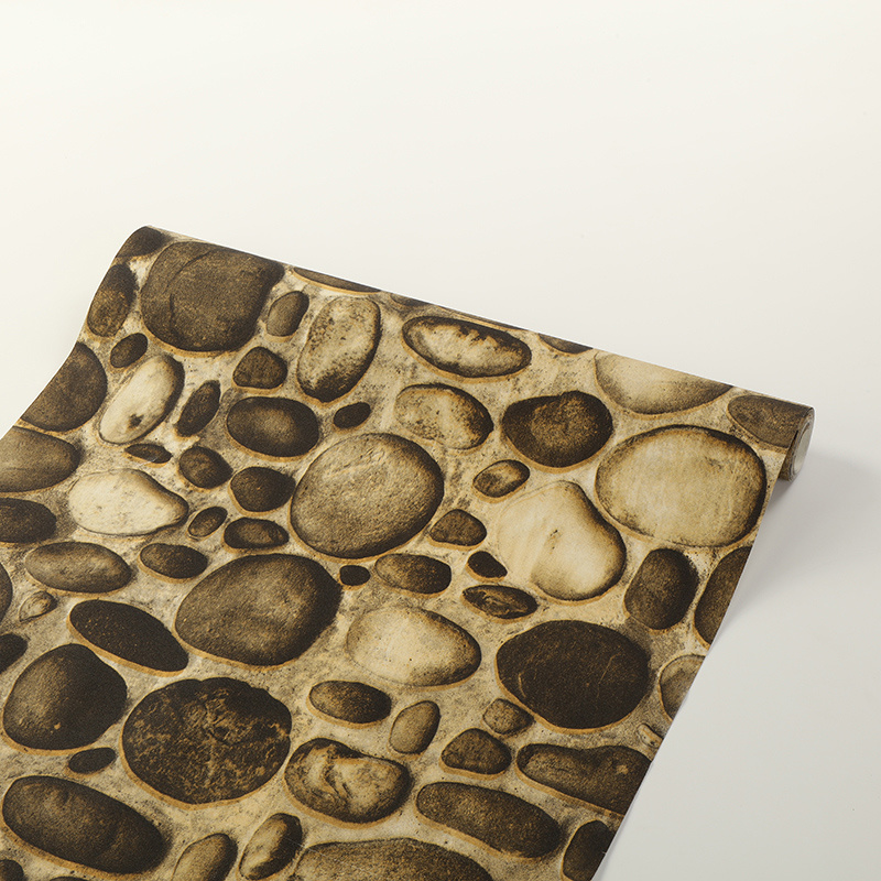 PVC Vinyl Wallpaper Stone 3D Modern Waterproof Wall Paper for Home Decor