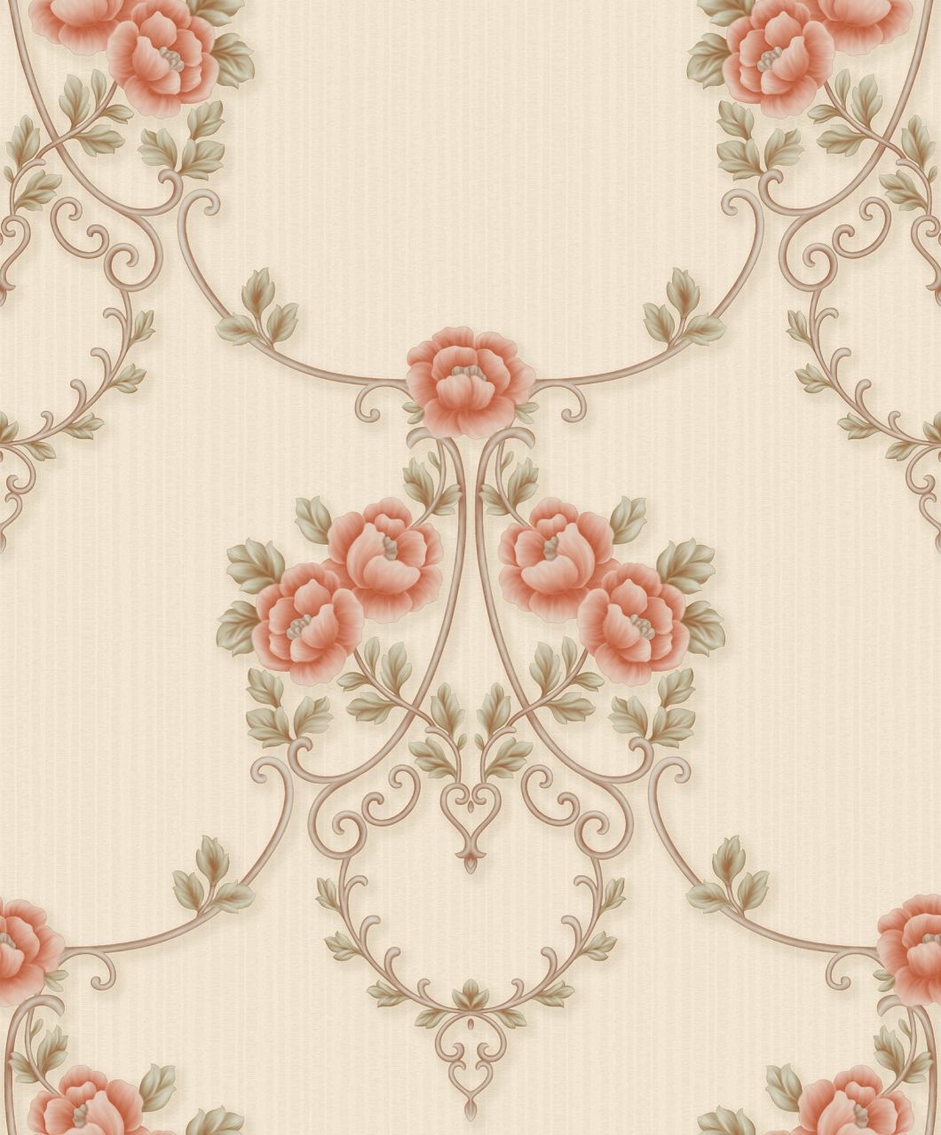 PVC Damask Flower Design Deep Embossing High Quality PVC Wallpaper