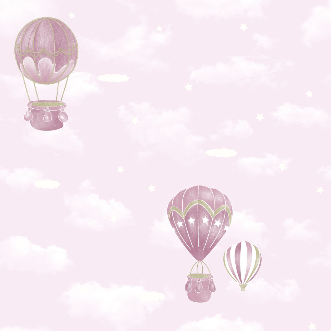 New PVC High Quality Wallpaper Kids Hot Air Balloon Design