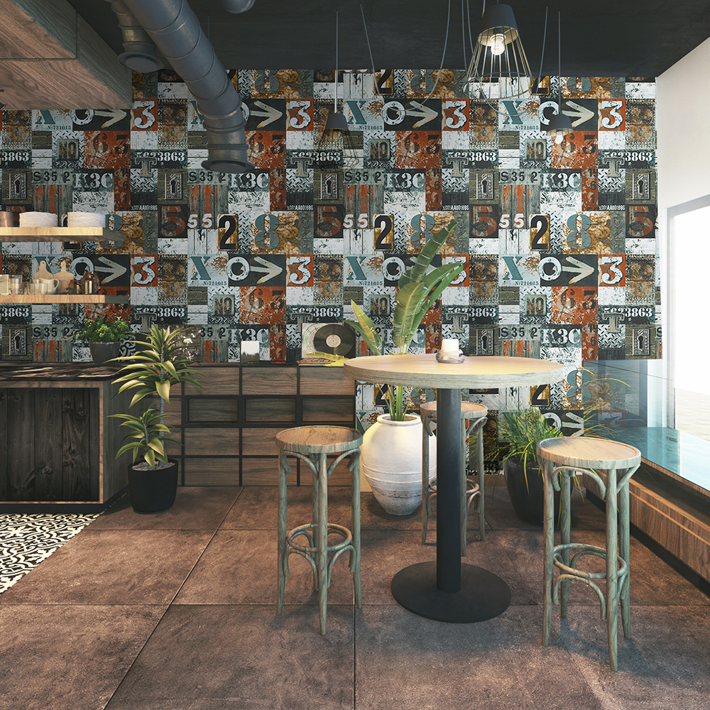 New PVC High Quality Wallpaper Modern Colorful Industrial Style
