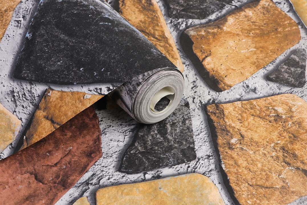 New PVC High Quality Wallpaper Modern Colorful Stone Style