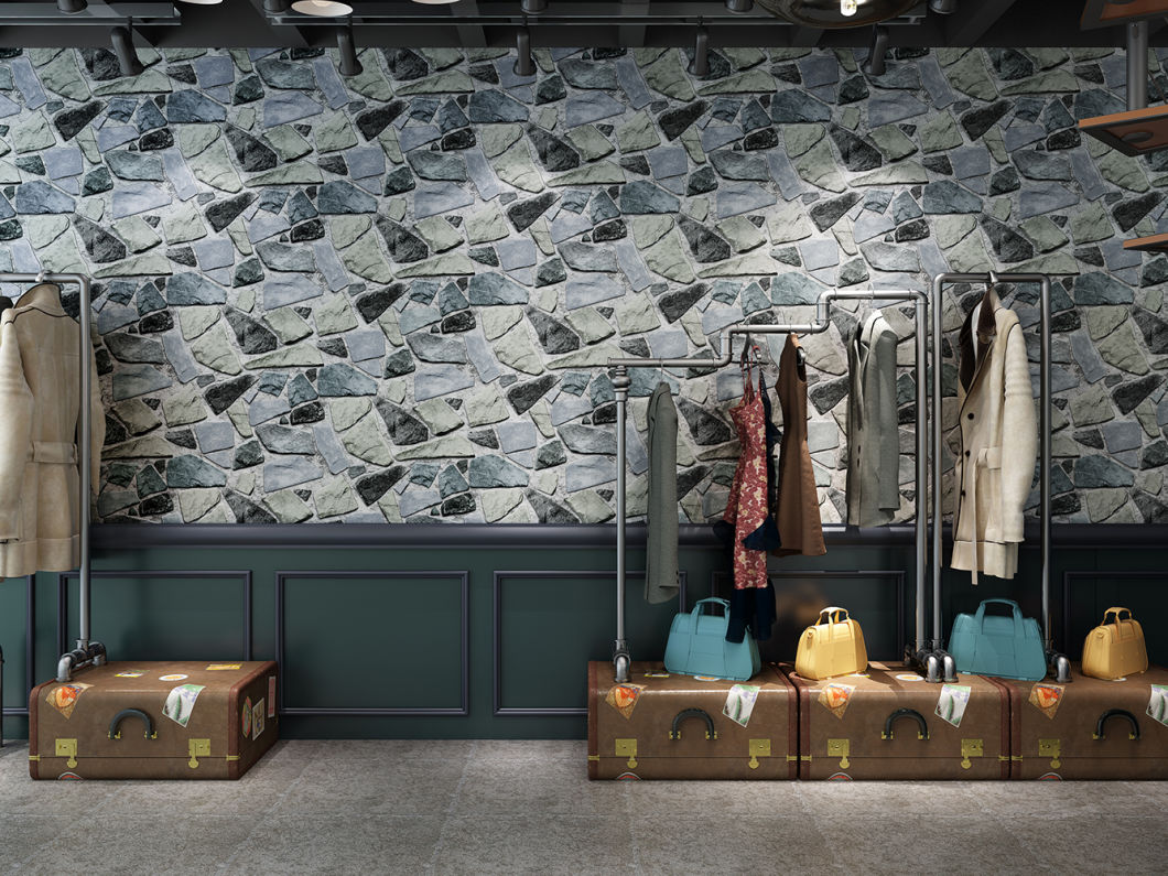 New PVC High Quality Wallpaper Modern Colorful Stone Style