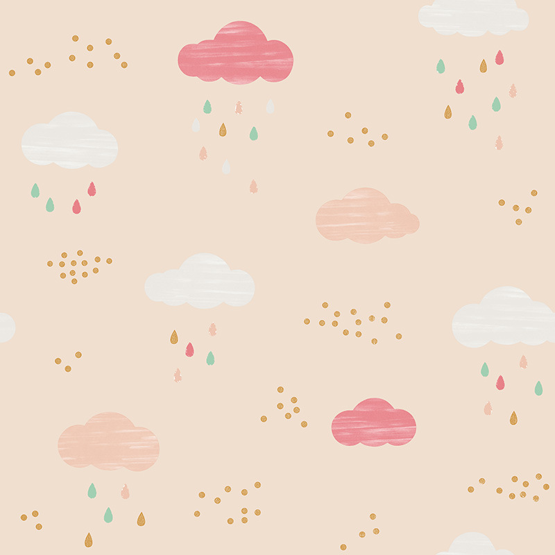 New PVC High Quality Wallpaper Kids Cloud Mass Design
