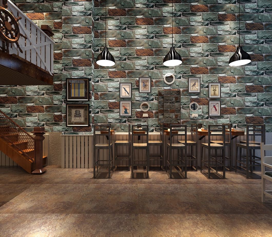 New PVC High Quality Wallpaper Modern Colorful Stone Brick Style