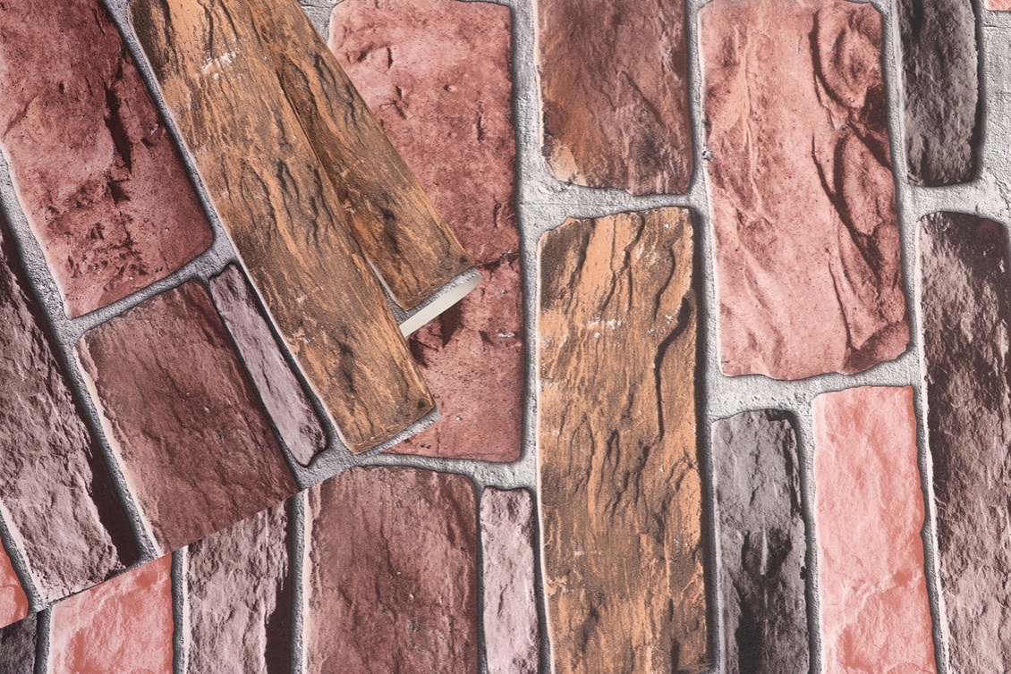 New PVC High Quality Wallpaper Modern Colorful Stone Brick Style