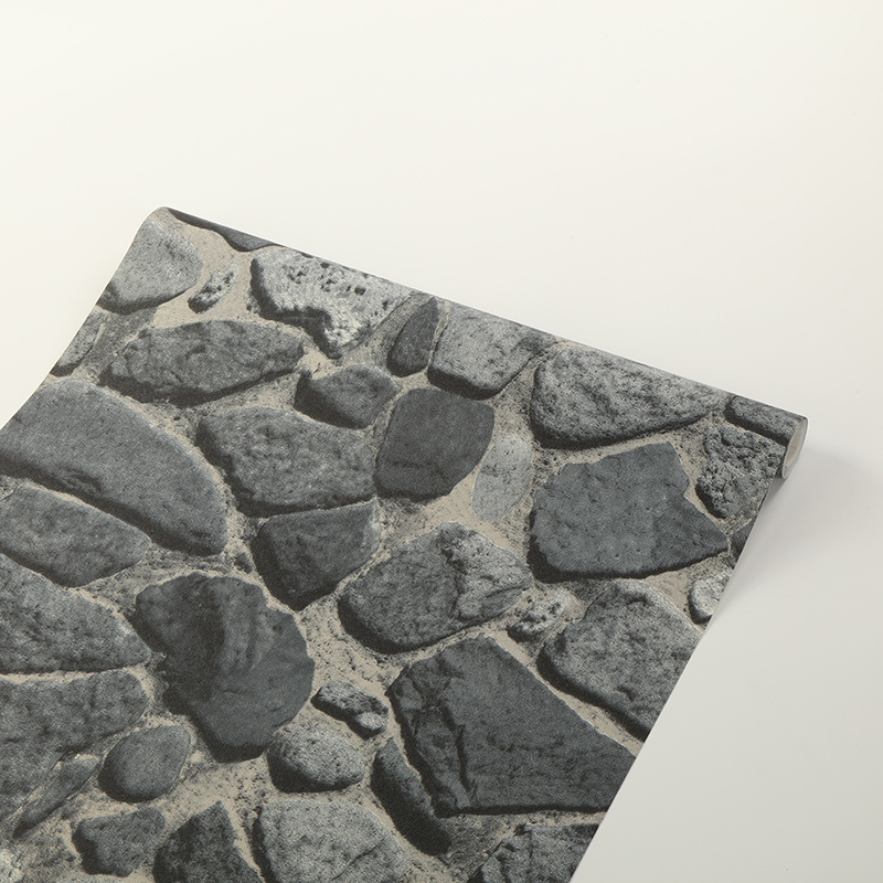 PVC Vinyl Wallpaper Stone 3D Modern Waterproof Wall Paper for Home Decor