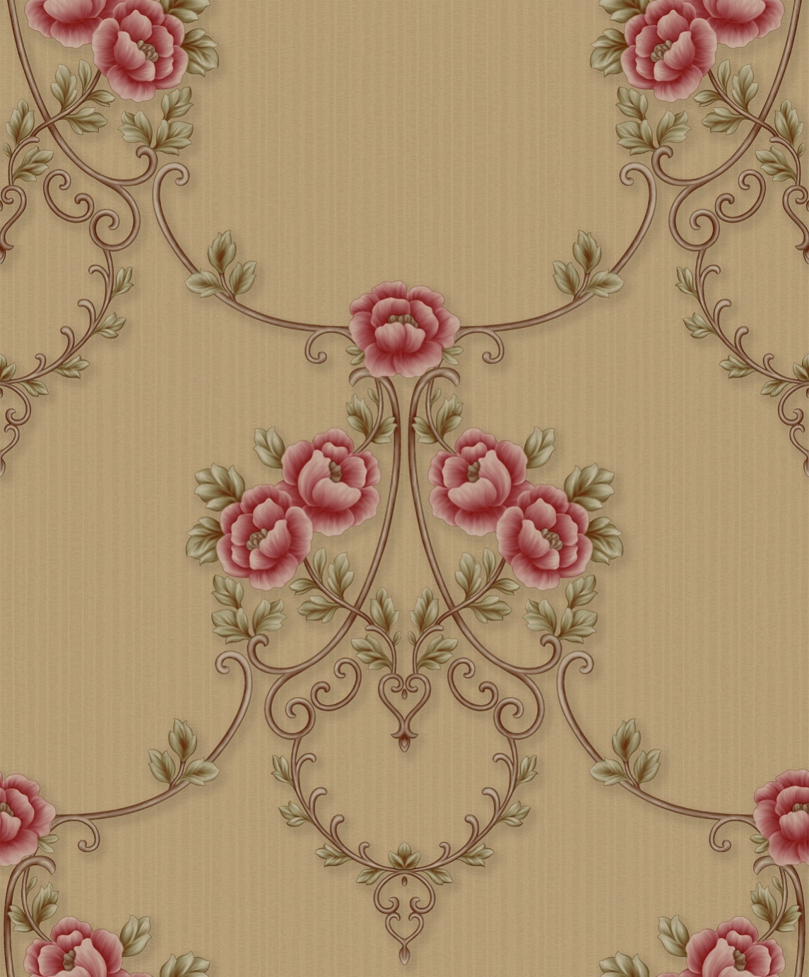 PVC Damask Flower Design Deep Embossing High Quality PVC Wallpaper
