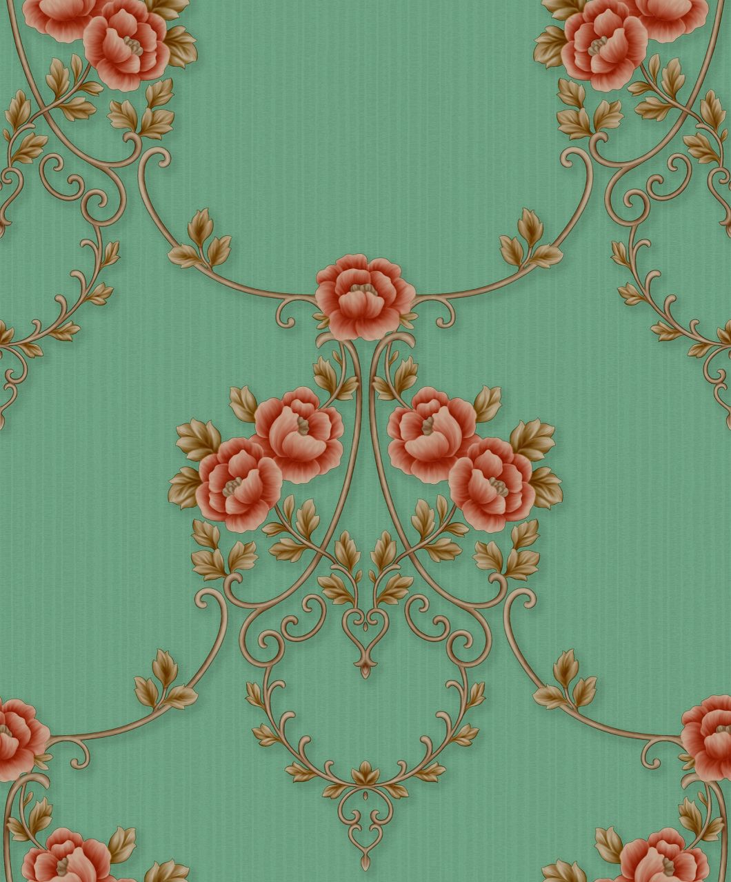 PVC Damask Flower Design Deep Embossing High Quality PVC Wallpaper