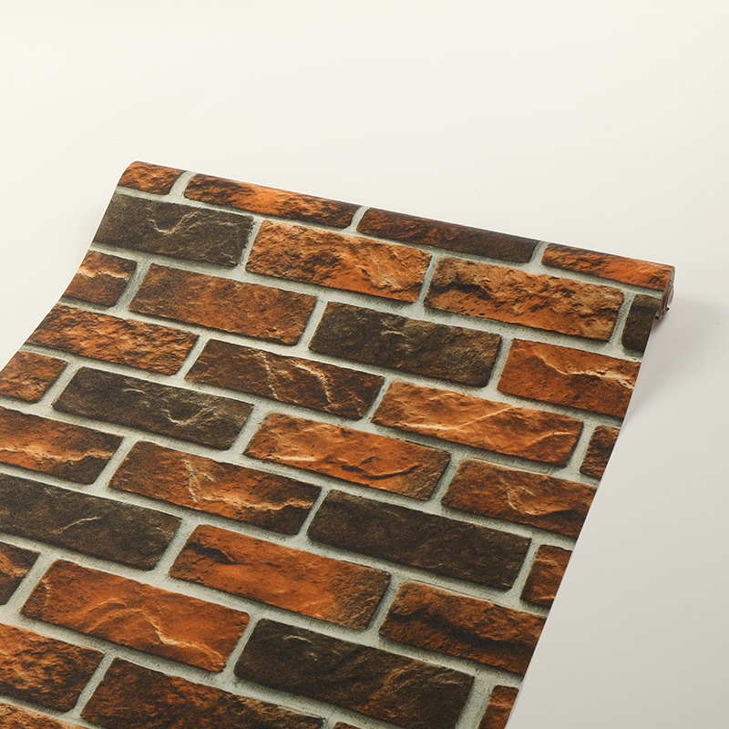 PVC Vinyl Wallpaper Brick 3D Waterproof Wall Paper for Home Decor