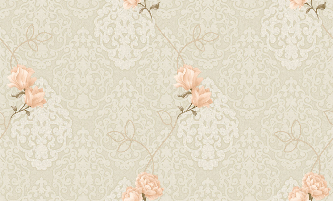 1.06 PVC Damask Flower Design High Quality PVC Wallpaper Home Decoration