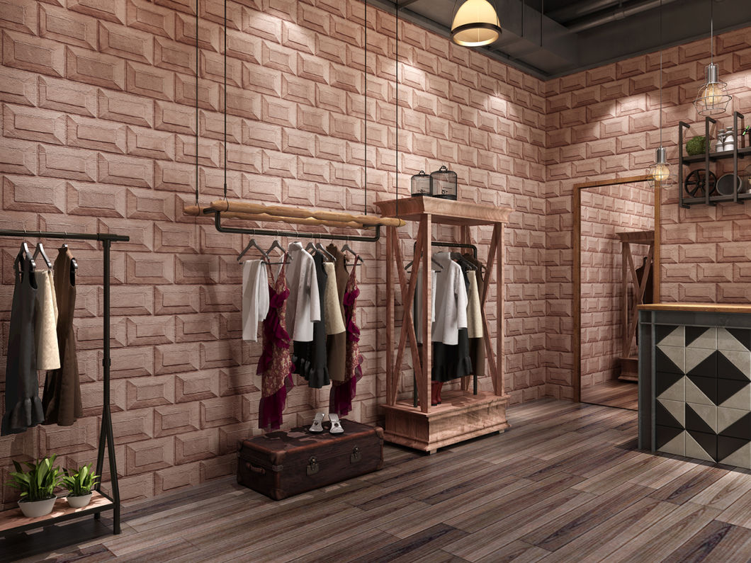New PVC High Quality Wallpaper Modern Industry Brick Style