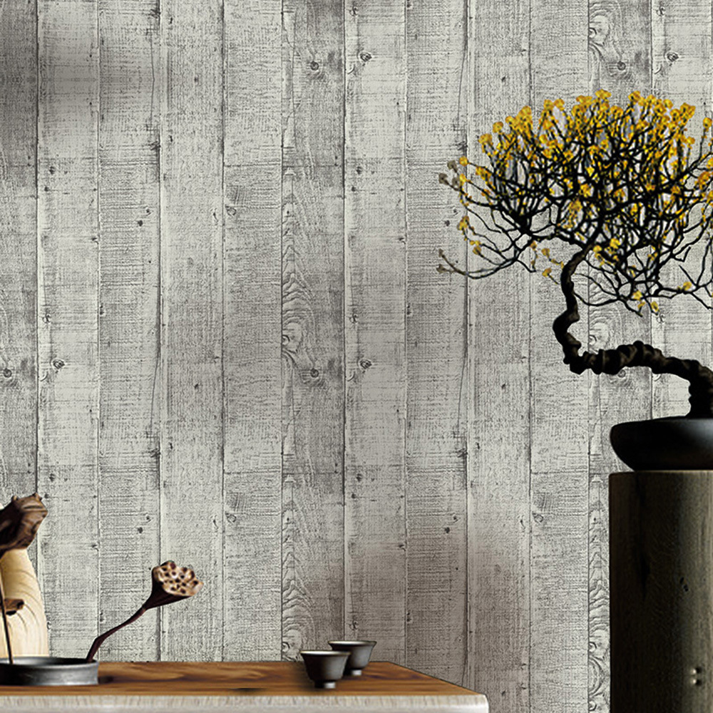 New PVC High Quality Wallpaper Modern Old Wooden Style