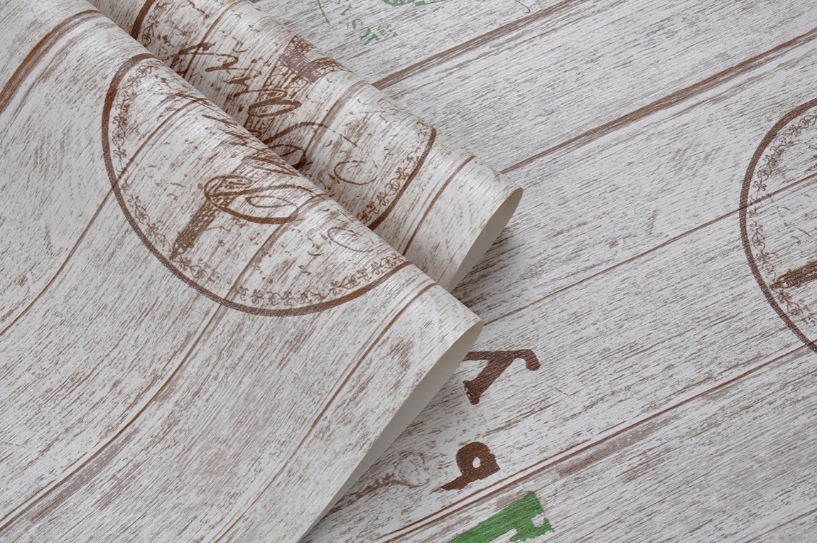 New PVC High Quality Wallpaper Modern Colorful Wooden Style
