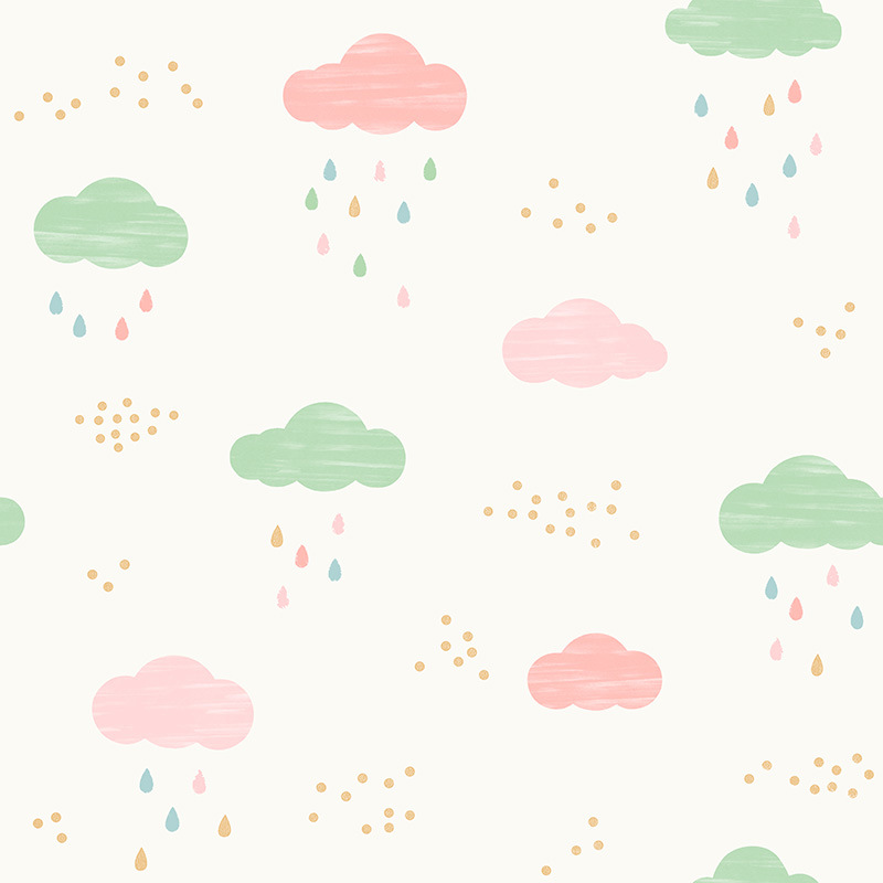 New PVC High Quality Wallpaper Kids Cloud Mass Design