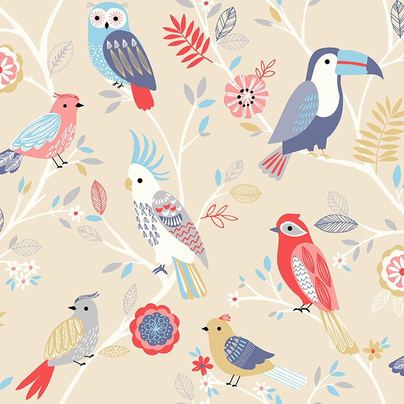 New PVC High Quality Wallpaper Kids Bird Design