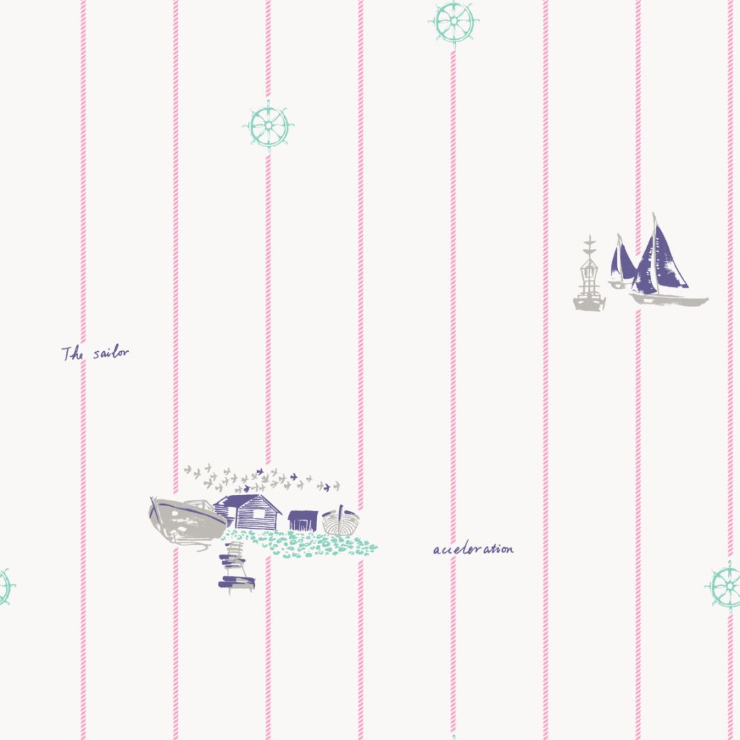 New PVC High Quality Wallpaper Kids Sailing Boat Design