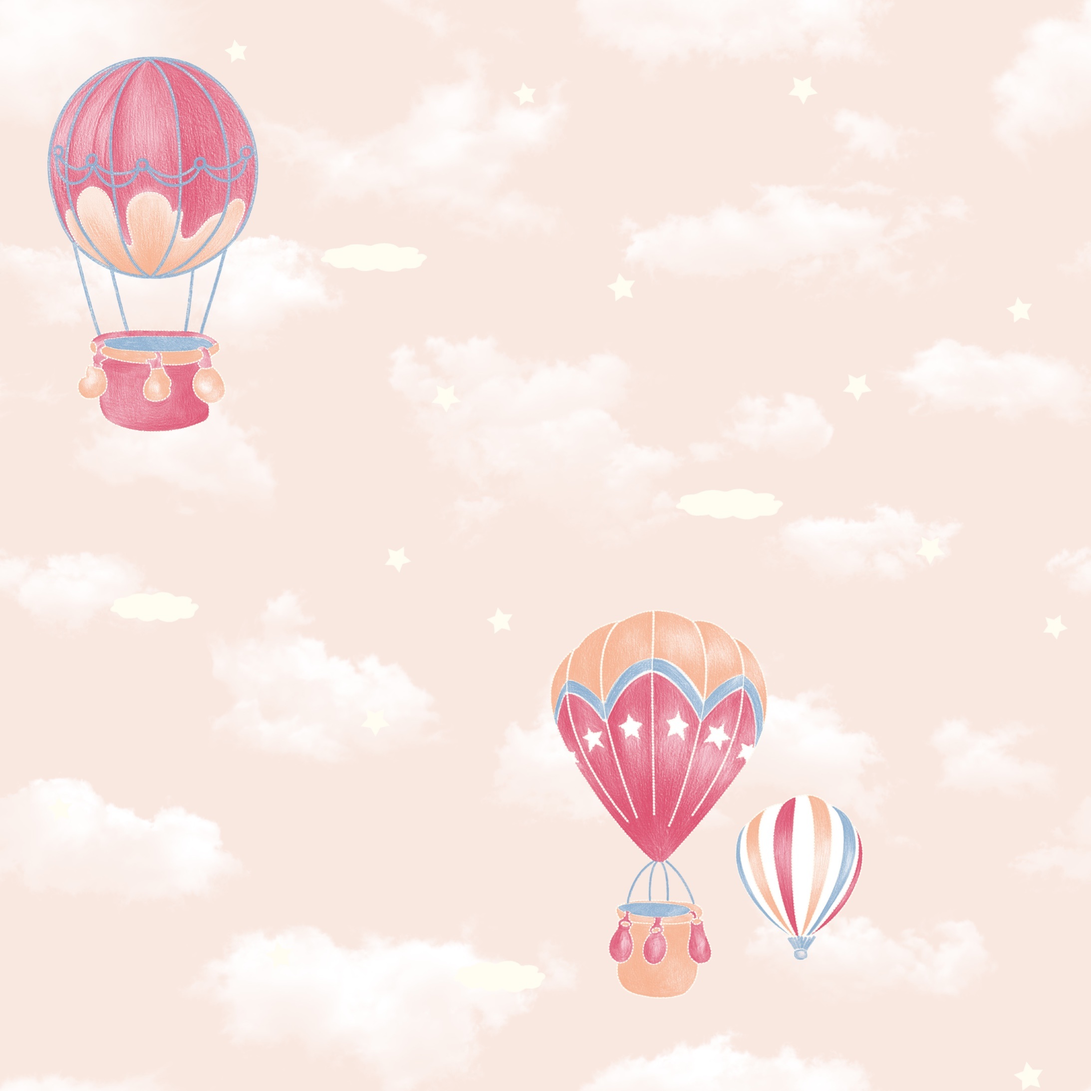 New PVC High Quality Wallpaper Kids Hot Air Balloon Design