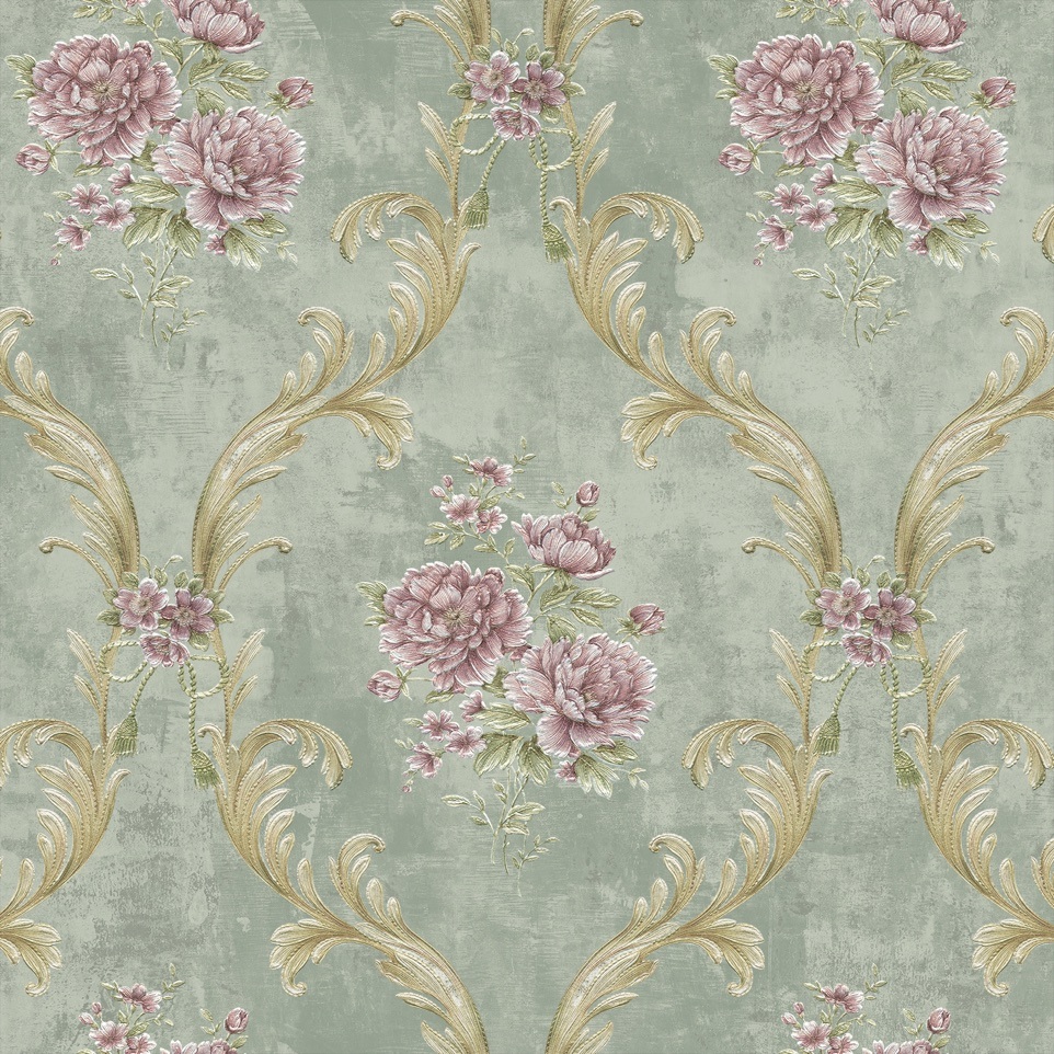 New Non Woven Embossing High Quality Wallpaper Luxury Damask Design