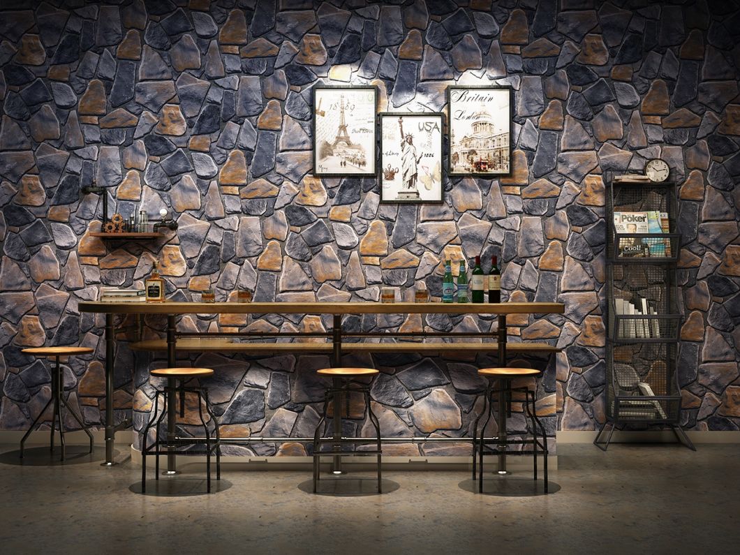 New PVC High Quality Wallpaper Modern Stone Style