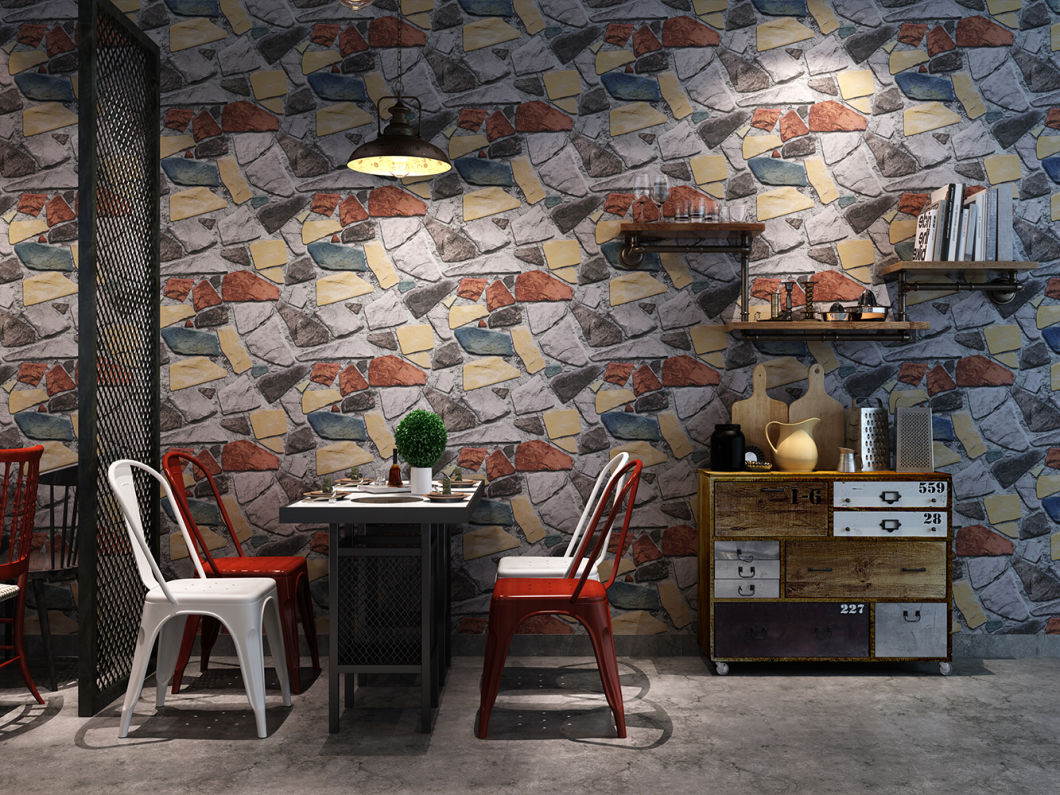 New PVC High Quality Wallpaper Modern Colorful Stone Style