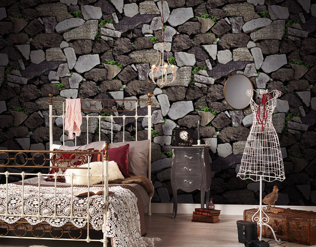 New PVC High Quality Wallpaper Stones Style