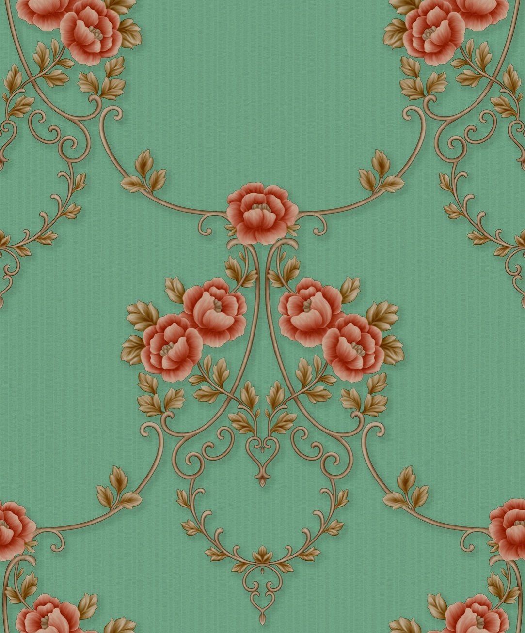 PVC Damask Flower Design Deep Embossing High Quality PVC Wallpaper