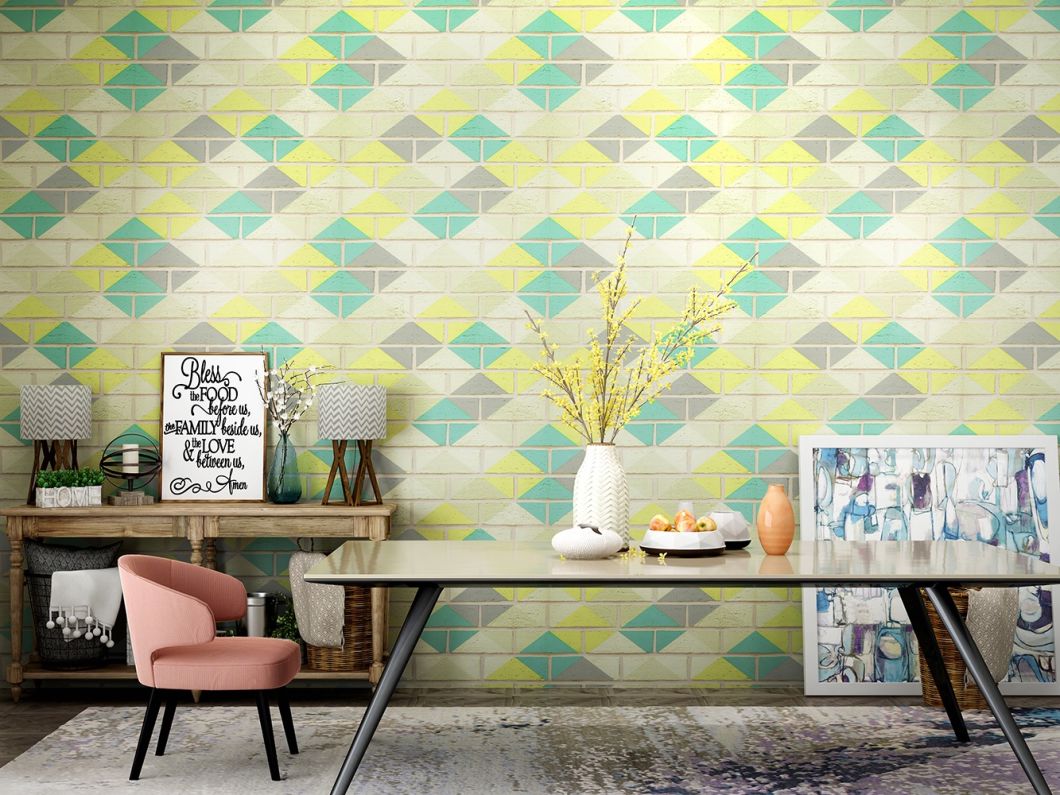 New PVC High Quality Wallpaper Modern Luxury Colorful Brick Design