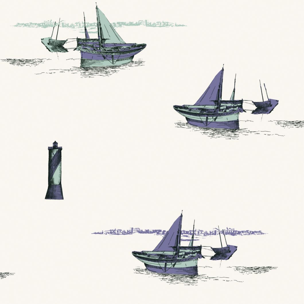 New PVC High Quality Wallpaper Kids Sailing Boat Design
