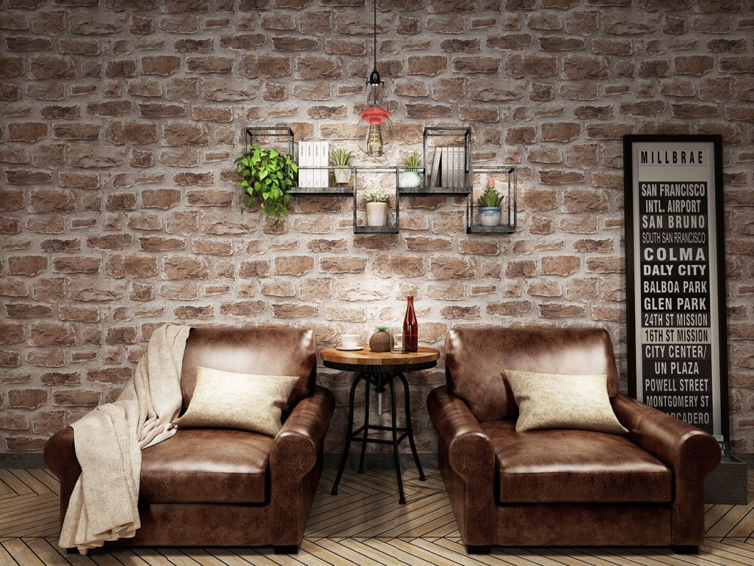 New PVC High Quality Wallpaper Modern Old Brick Style