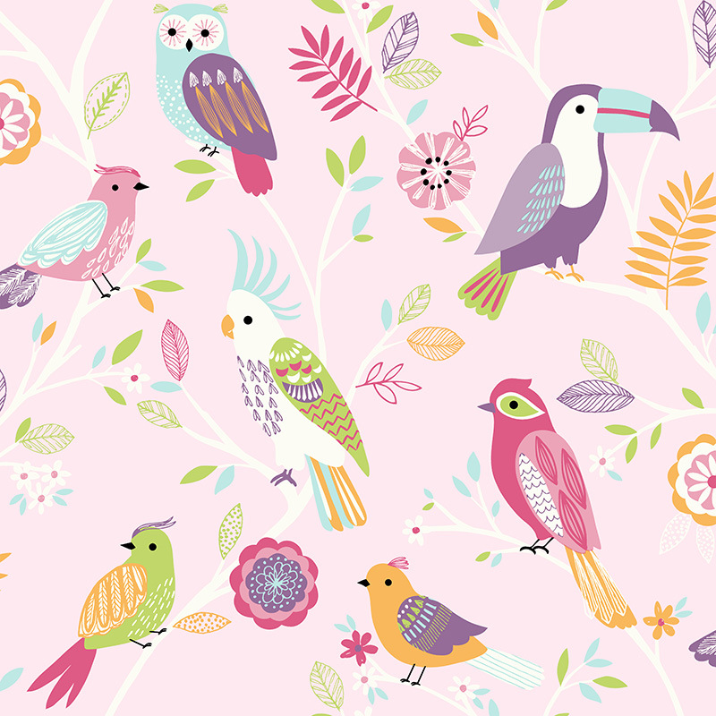 New PVC High Quality Wallpaper Kids Bird Design