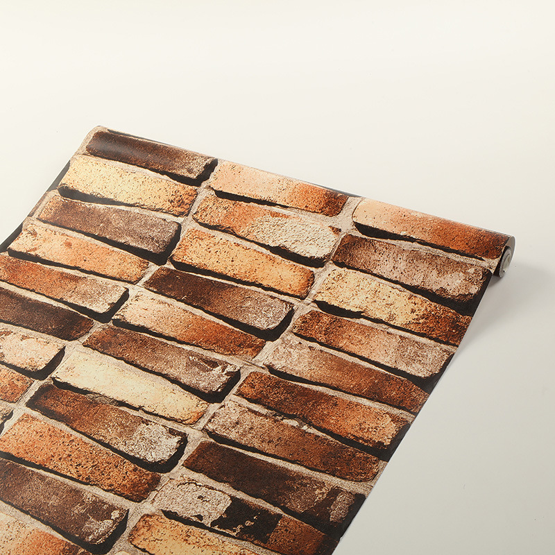 PVC Vinyl Wallpaper Brick 3D Waterproof Wall Paper for Home Decor