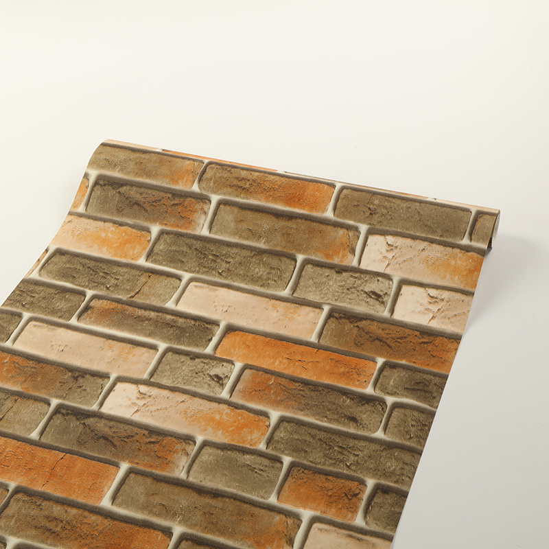 PVC Vinyl Wallpaper Brick 3D Waterproof Wall Paper for Home Decor