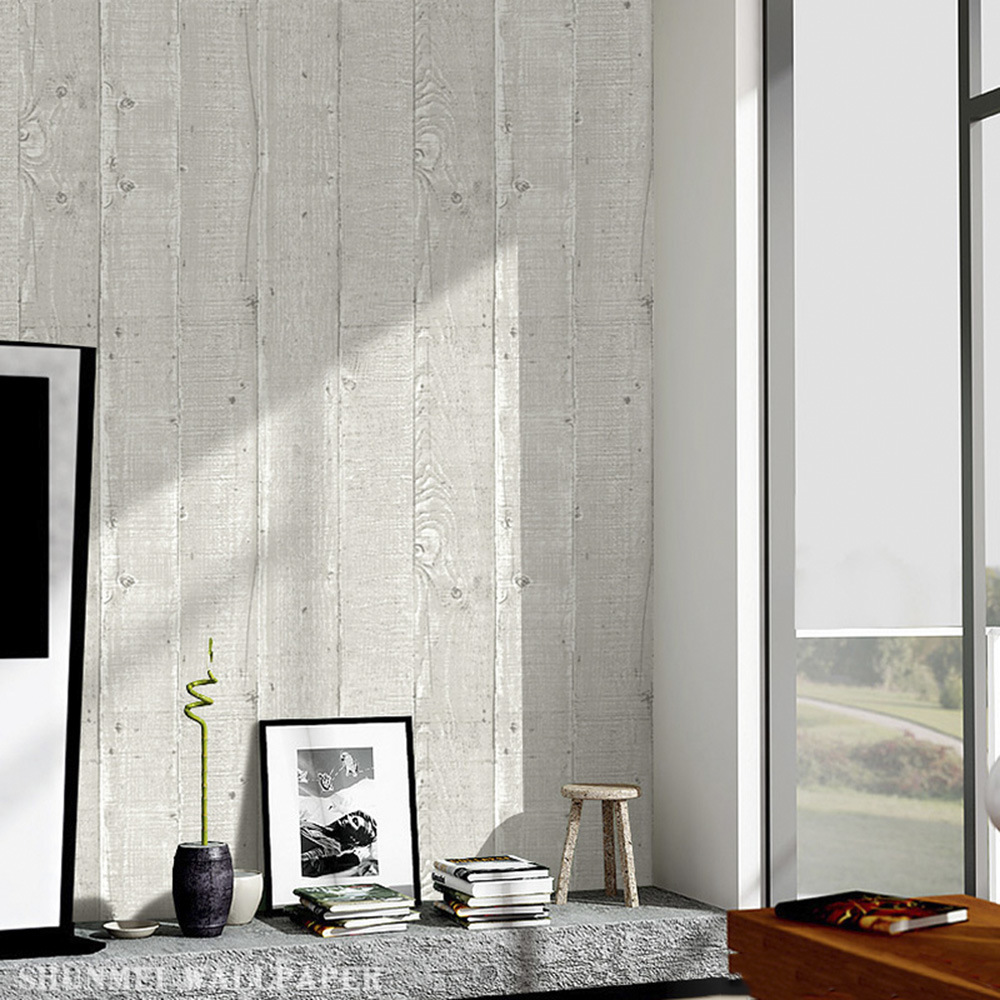 New PVC High Quality Wallpaper Modern Old Wooden Style