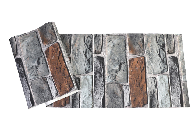 New PVC High Quality Wallpaper Modern Colorful Stone Brick Style