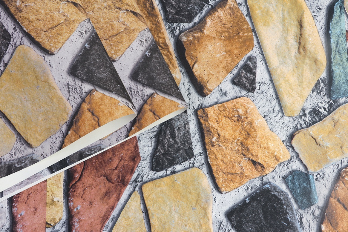 New PVC High Quality Wallpaper Modern Colorful Stone Style