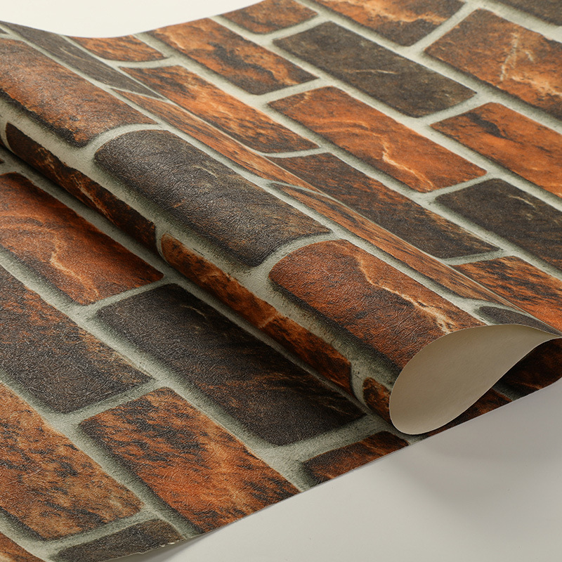 PVC Vinyl Wallpaper Brick 3D Waterproof Wall Paper for Home Decor
