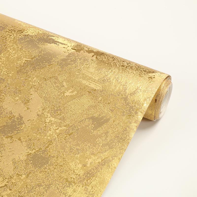 Gold Foil PVC Wallpaper Waterproof Wall Paper for Home Decor