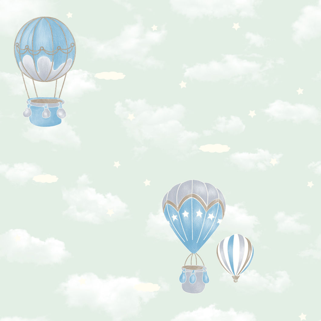 New PVC High Quality Wallpaper Kids Hot Air Balloon Design