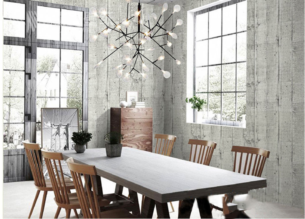 New PVC High Quality Wallpaper Modern Old Wooden Style