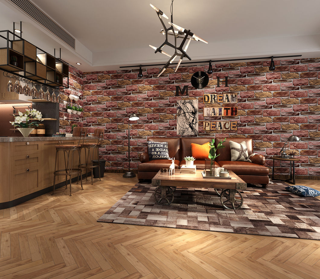 New PVC High Quality Wallpaper Modern Colorful Stone Brick Style