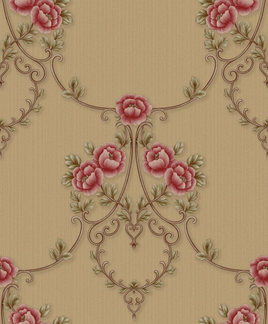 PVC Damask Flower Design Deep Embossing High Quality PVC Wallpaper