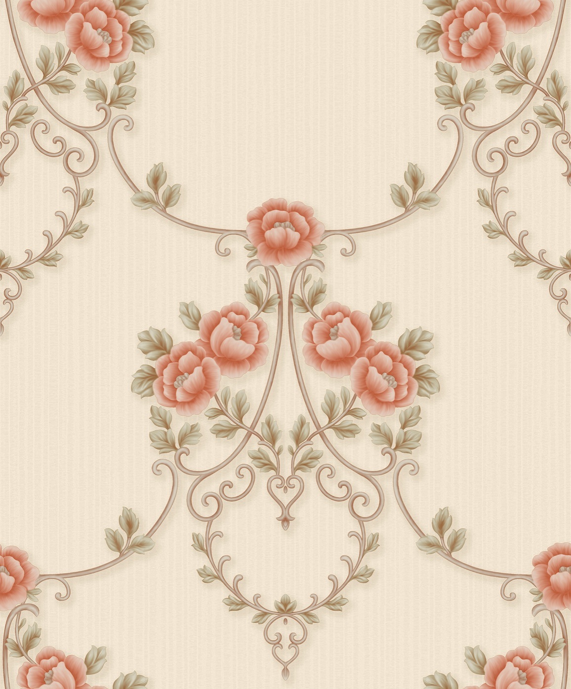PVC Damask Flower Design Deep Embossing High Quality PVC Wallpaper