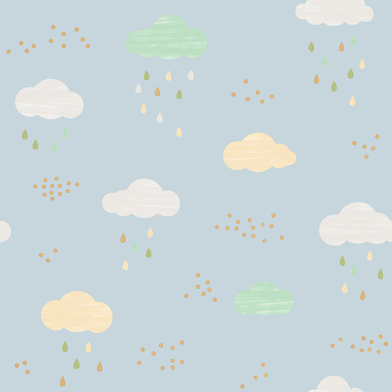 New PVC High Quality Wallpaper Kids Cloud Mass Design