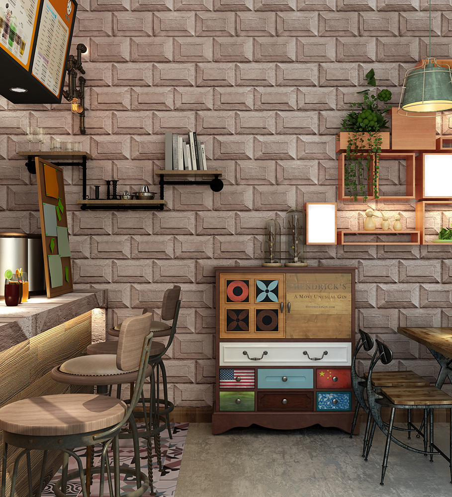 New PVC High Quality Wallpaper Modern Industry Brick Style