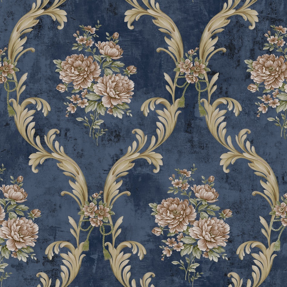 New Non Woven Embossing High Quality Wallpaper Luxury Damask Design