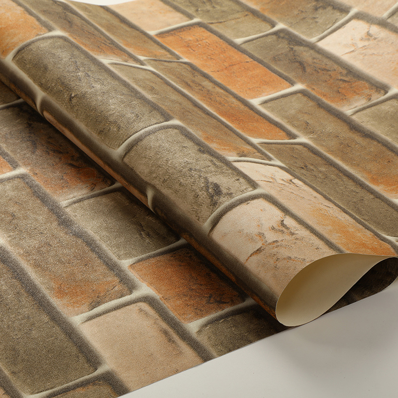 PVC Vinyl Wallpaper Brick 3D Waterproof Wall Paper for Home Decor