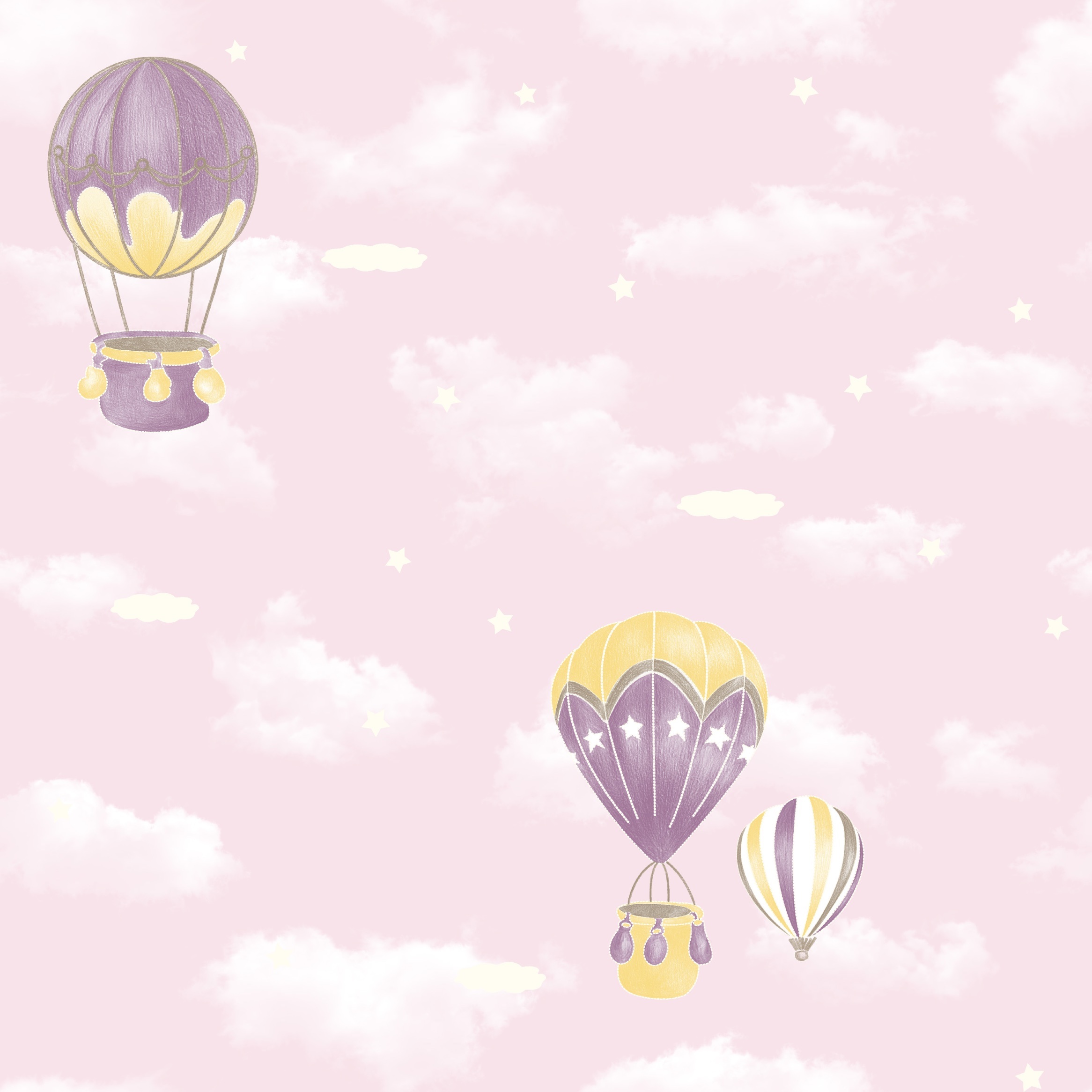 New PVC High Quality Wallpaper Kids Hot Air Balloon Design