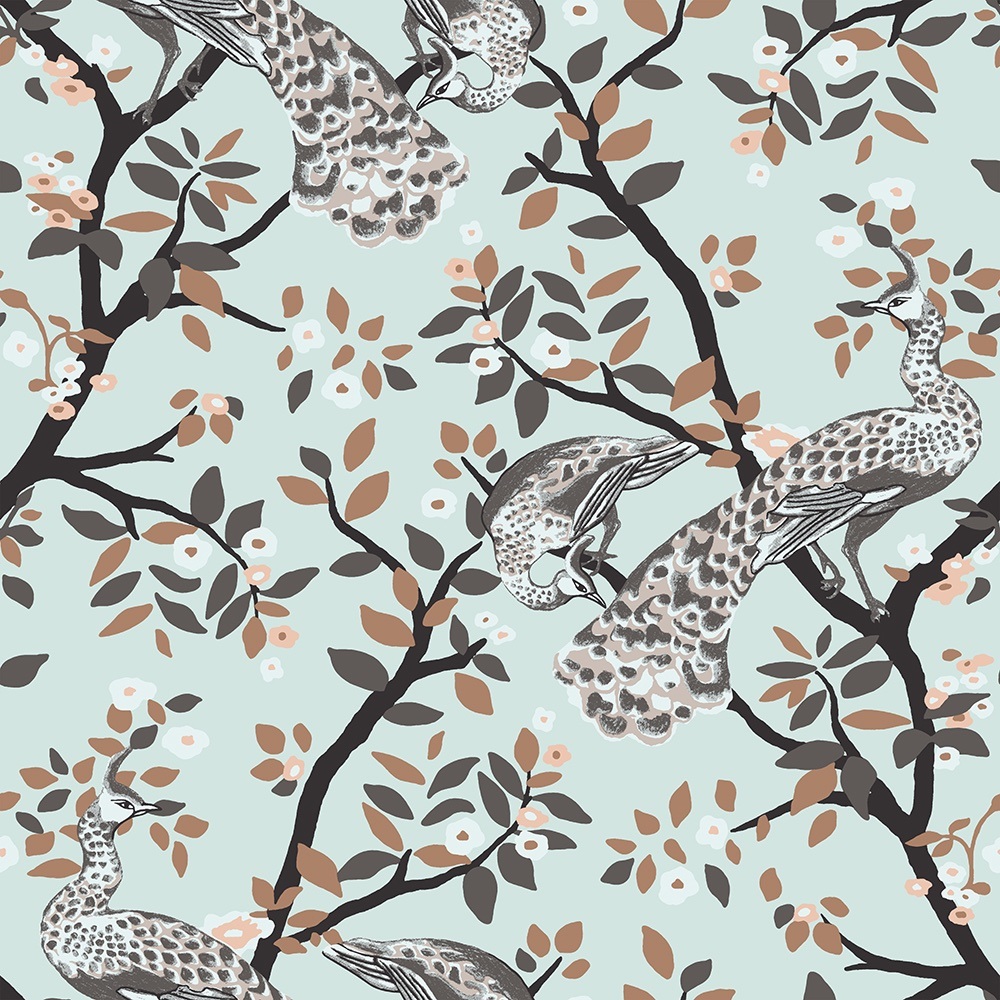 New PVC High Quality Wallpaper Modern Peacock Design