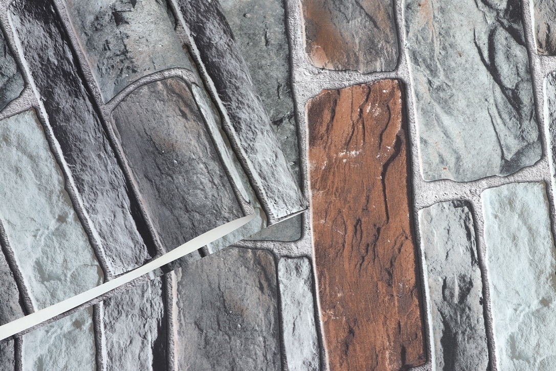 New PVC High Quality Wallpaper Modern Colorful Stone Brick Style